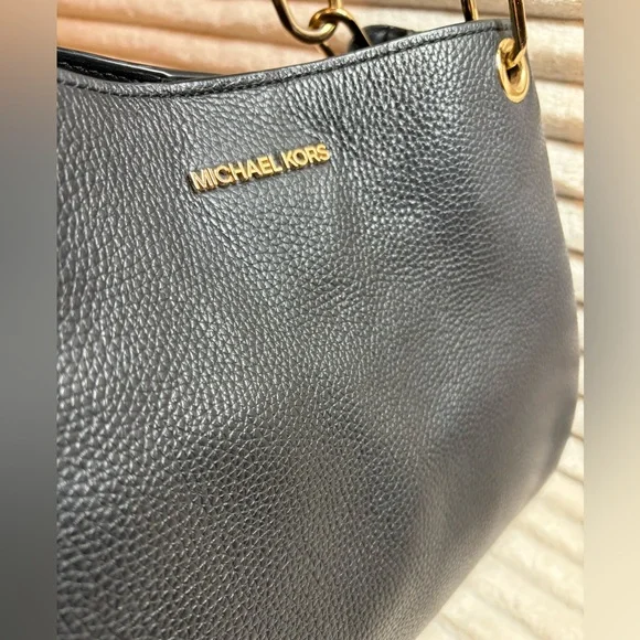 SOLD - SOLD   Michael Kors Black Shoulder Bag with Gold Accents - Picture 3 of 9